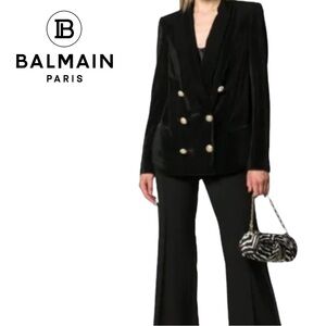 BALMAIN Paris Women’s Double Breasted Velvet Blazer - Size 44